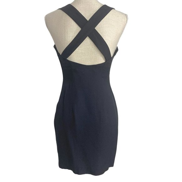 Vintage 90s Jessica McClintock Criss Cross Back Bodycon Mini Dress Small - Picture 4 of 10